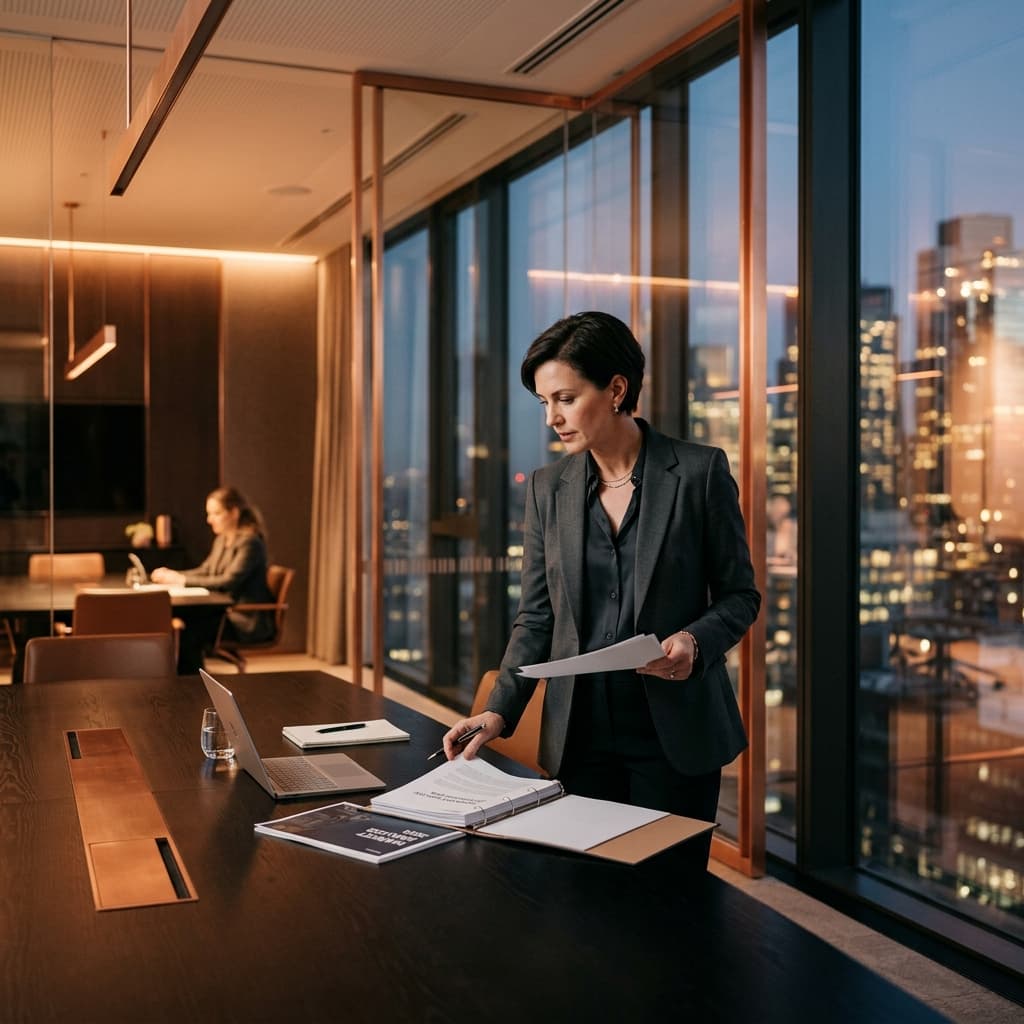 Executive in boardroom — fractional management operativo
